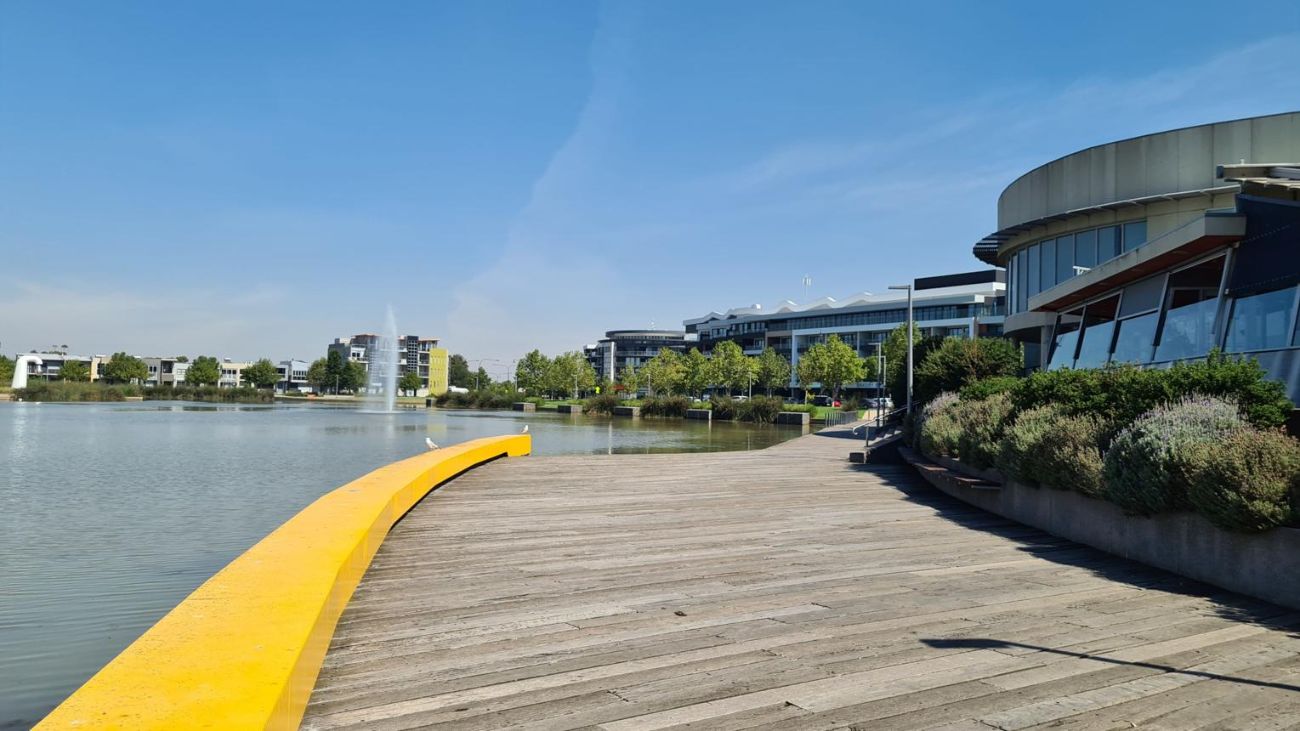 Caroline Springs town centre lake and boardwalk