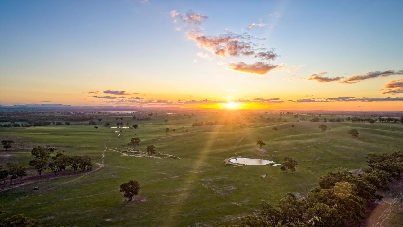 Sunset over the rolling fields of Hopetoun Park, Victoria