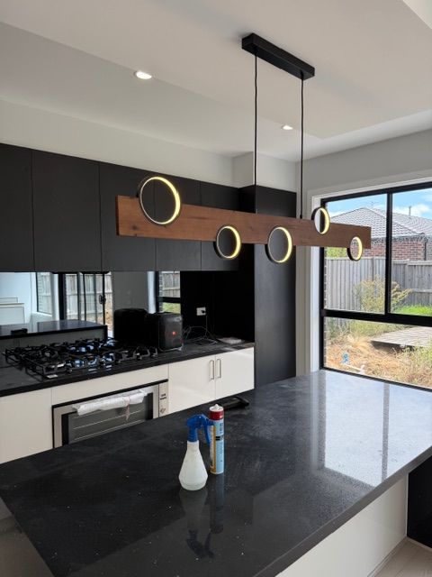 Kitchen pendant lighting installed by DTW Electrical Melton