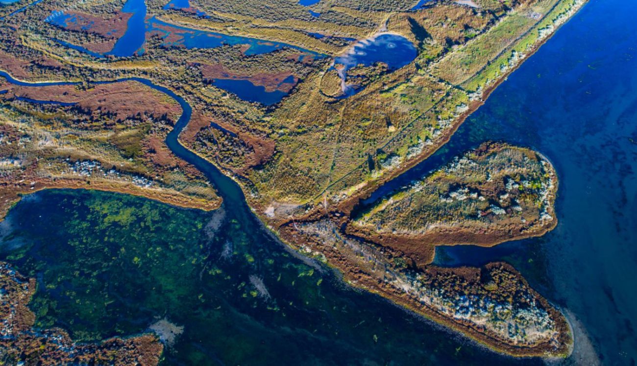 Aerial view of wetlands near Laverton, Victoria
