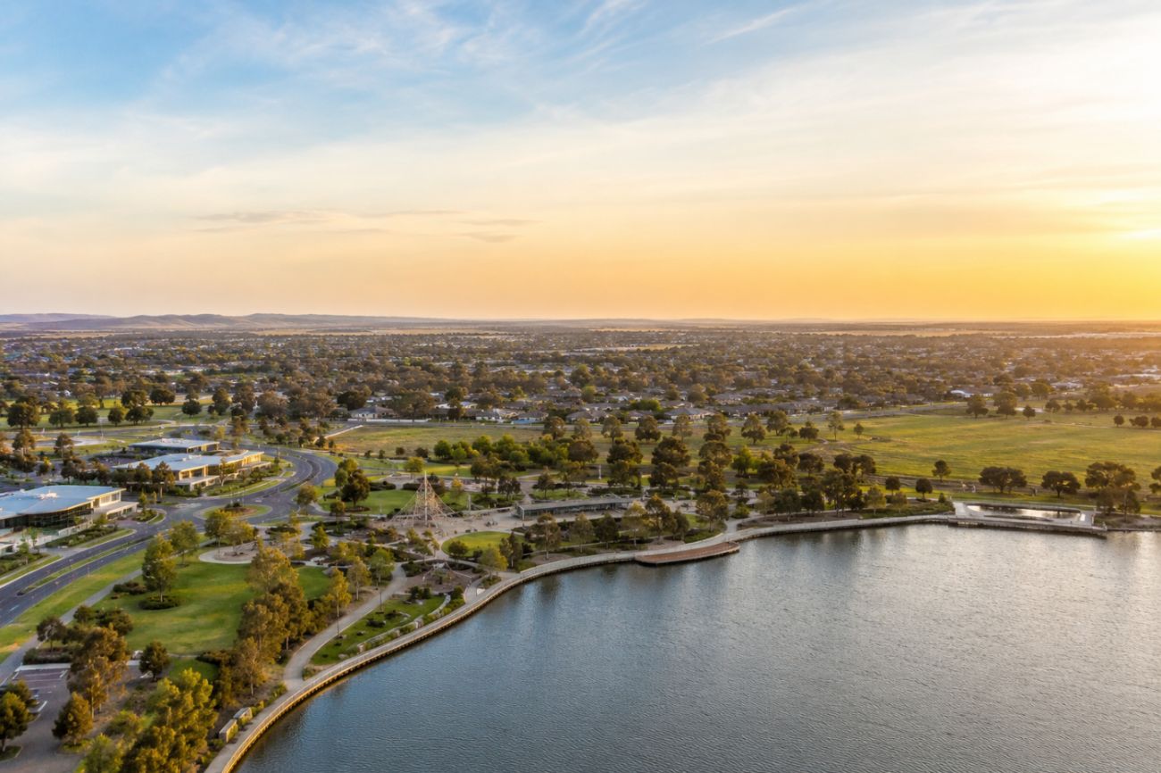 Aerial view of Melton at sunset