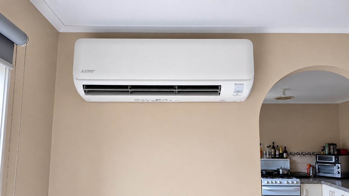 Wall mounted split system air conditioner installed by DTW Electrical in a Melton home